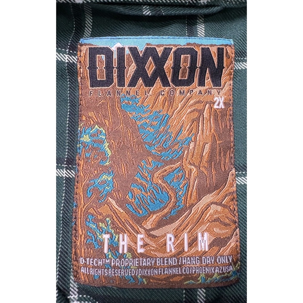 DIXXON FLANNEL COMPANY- THE RIM - Men's 2X Long Sleeve Plaid Green NWT Button Up - Picture 4 of 8